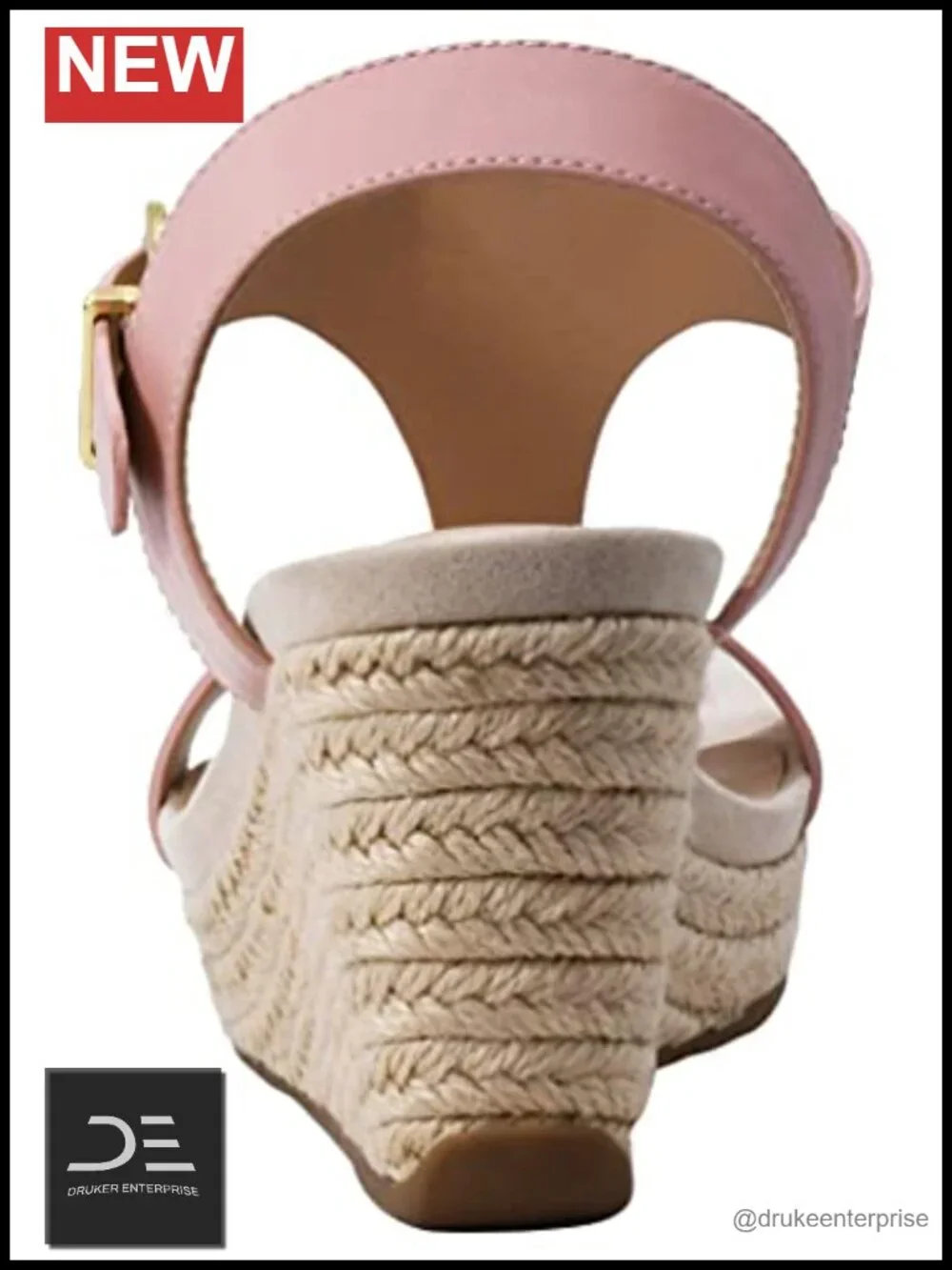 Espadrille Wedge Sandals with Buckle Closure & Cushioned Footbed